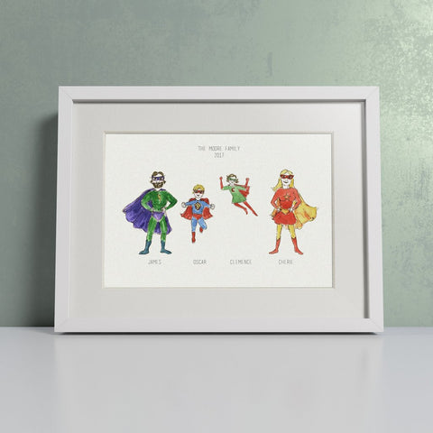 Personalised Super Hero Family Print