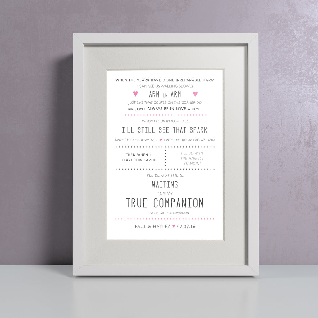 Lyrics or Favourite Quote Print - Personalised 
