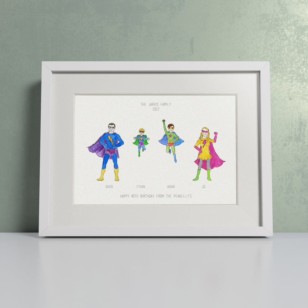 'Super You' Personalised Super Hero Family Print - Personalised 